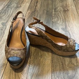 Coach sling back wedges
